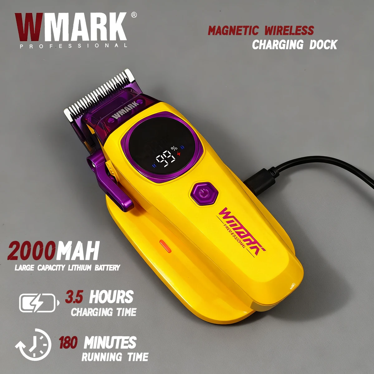 Новый профессиональный WMARK NG-8004 8000-9000 об/мин, бесщеточный двигатель, беспроводная зарядка, 4-уровневая регулировка, машинка для стрижки волос, триммеры, лезвие DLC