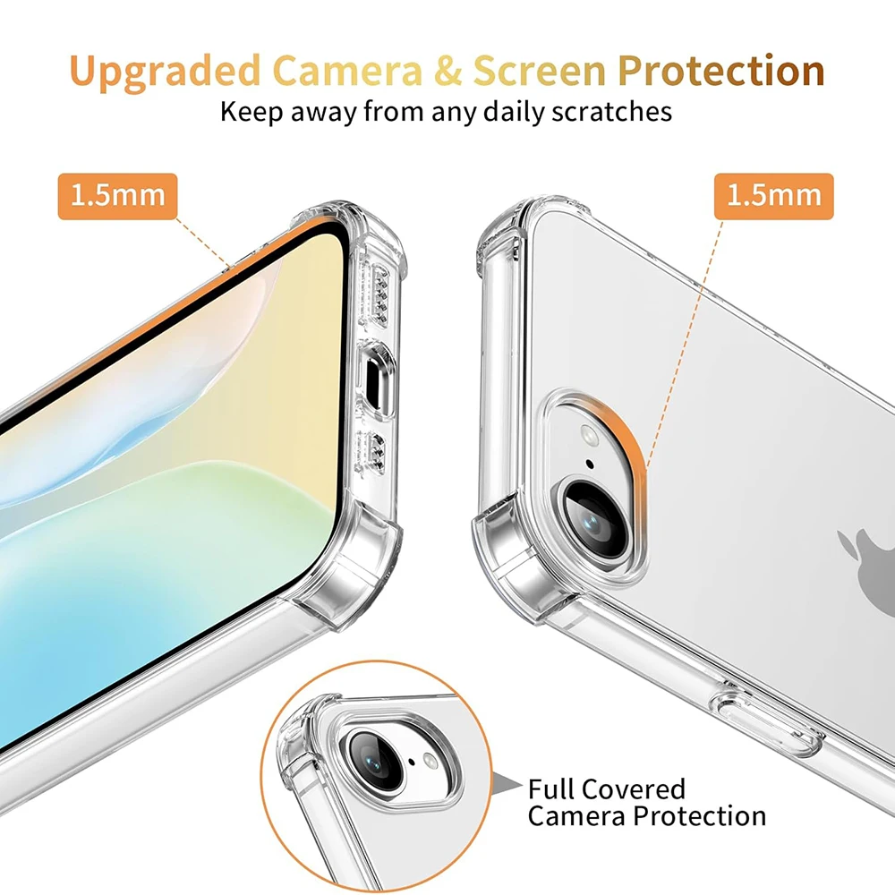 Фото Роскошный противоударный силиконовый мягкий чехол для iPhone Se4 2025 SE 4, ультратонкая прозрачная задняя крышка для iPhone 16E, прозрачный чехол №3