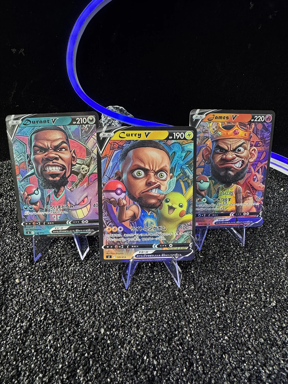 Фото 3 шт., баскетбольная карта Superstars X PTCG, коллекционная карта Pichu Charizard Gengar, текстура грубой цвет, вспышка, классическая аниме-карта, подарочная игрушка №2