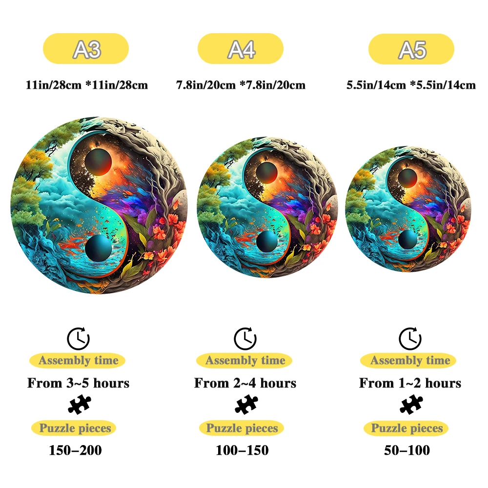 Фото Деревянный пазл Tai Chi Yin Yang, игрушки-головоломки для океана и леса, украшение для дома, живопись, праздничные подарки, игрушки для снятия стресса №4