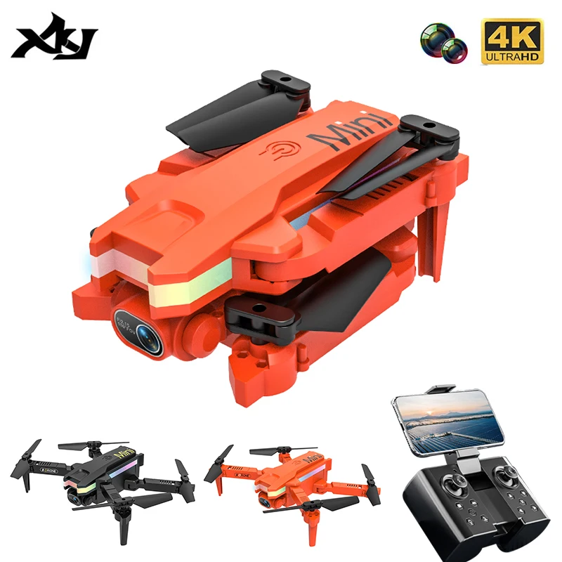 XKJ 2022 Новый XT8 мини 4KHD пиксельный Дрон WIFI FPV воздушное давление фиксированная высота светильник Квадрокоптер Вертолет Подарки мальчикам