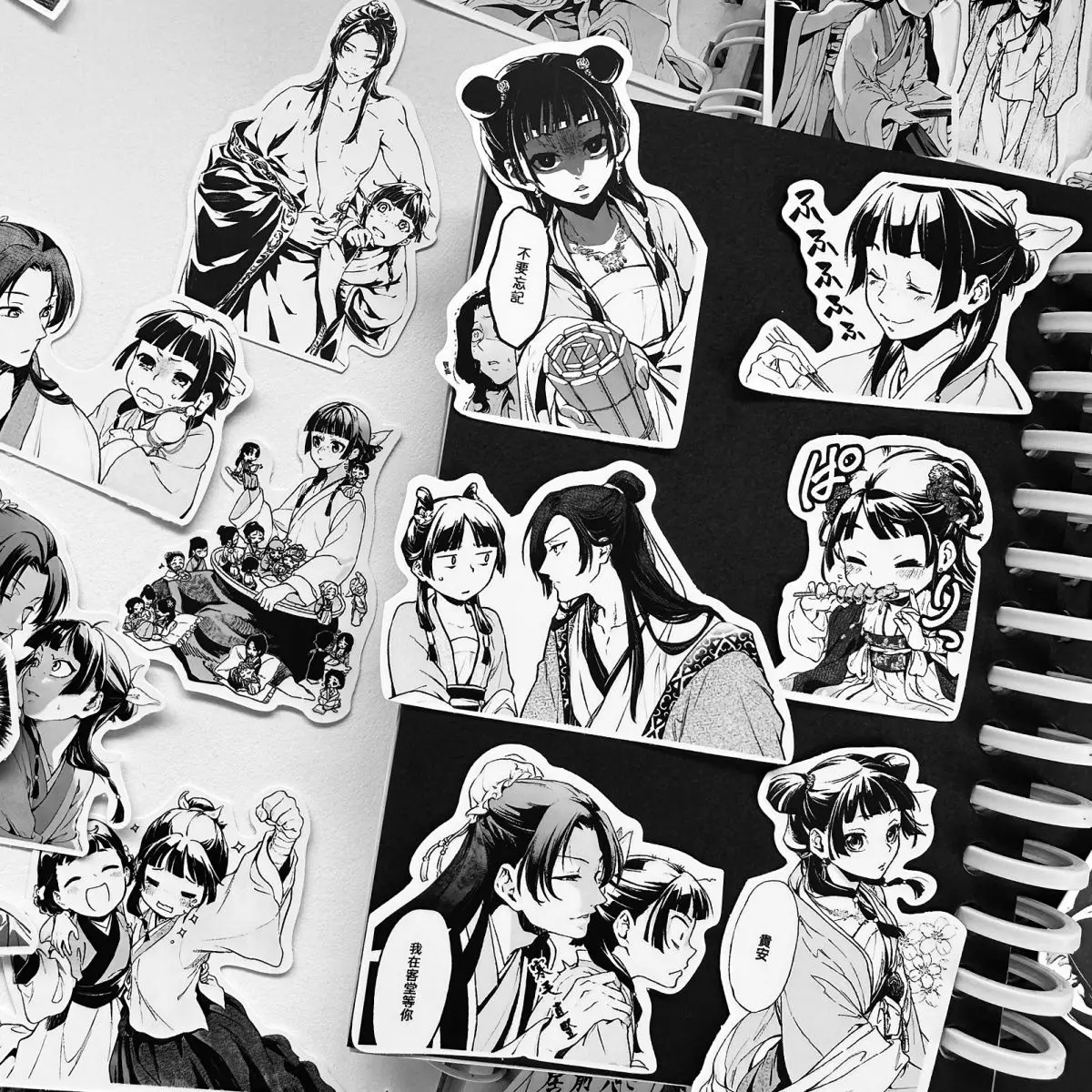 Аниме наклейки Kusuriya No Hitorigoto, Maomao Jinshi, черно-белая наклейка в стиле манги, искусственный Декор «сделай сам», аптечные дневники