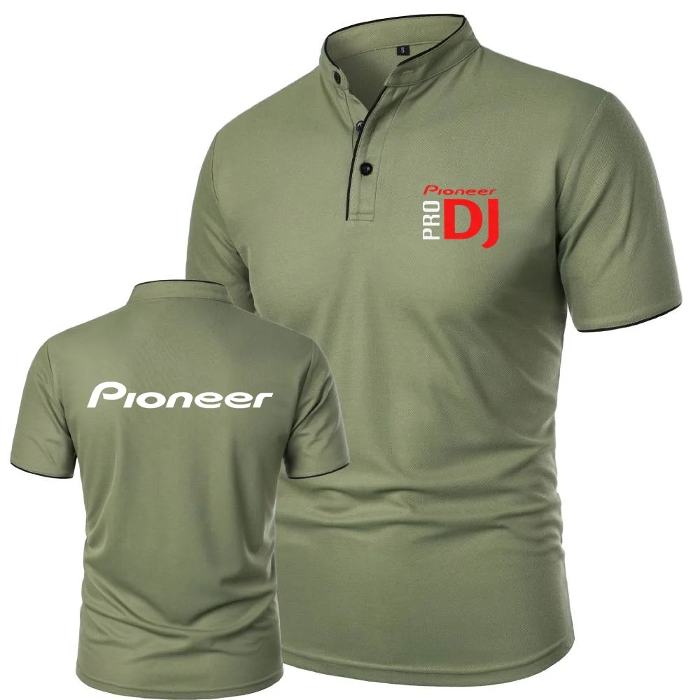 Рубашки поло DJ Pioneer PRO Топы Футболка Легкая сетчатая хлопковая футболка Модная мужская футболка с короткими рукавами и воротником-стойкой Джерси