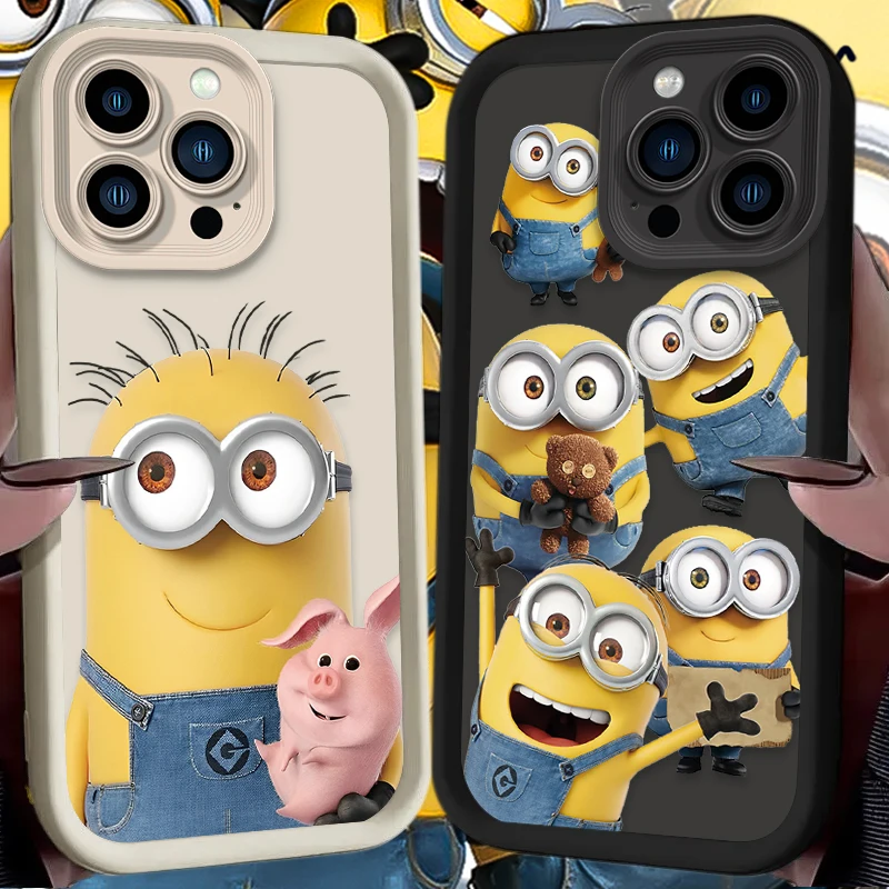 Милый мультяшный чехол M-Minions Doll для iPhone 16 15 14 13 12 11 Pro Max XS X XR 8 7 6S Plus SE 2020, мягкий силиконовый защитный чехол