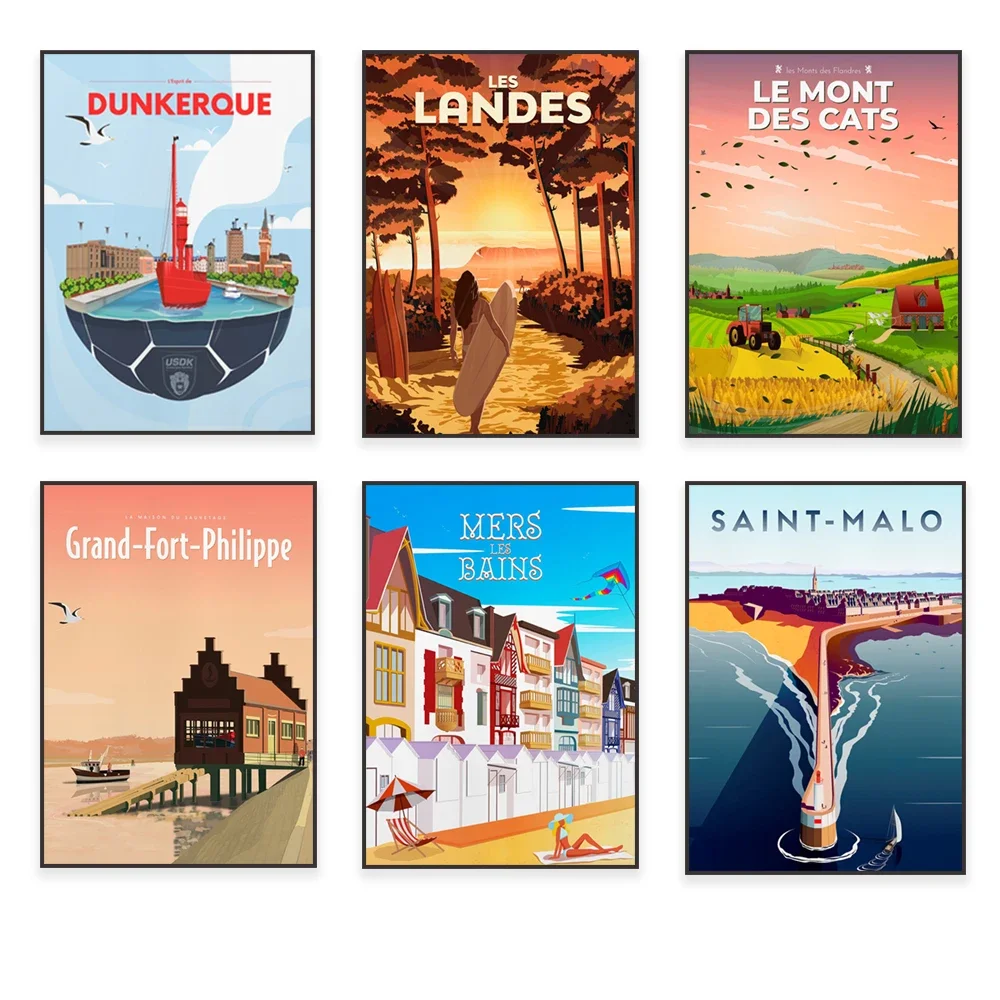 퍼, Saint-Malo, Лилль, Фаландры, Arcachon Basin, Dunkirk-Lisbon Lighthouse, Bredine Beach, туристический плакат Chateau Philippe