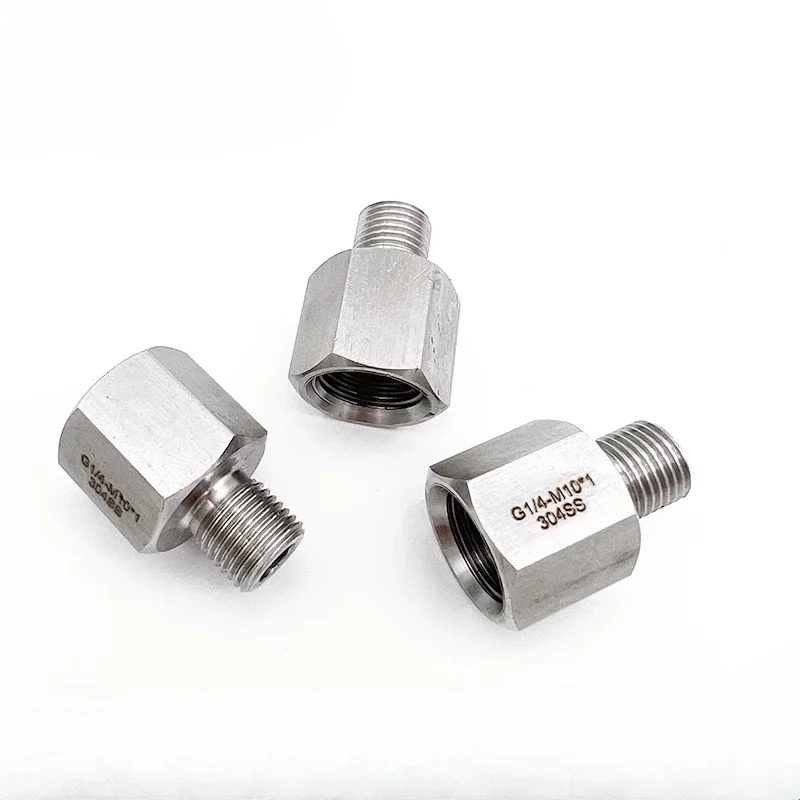 Фото M10 «папа-мама» M4 5 6 8 12 16 20 BSP NPT 1/8 дюйма 1/4 дюйма 3/8 дюйма 1/2 дюйма Шестигранная переходная втулка высокого давления Фитинг из нержавеющей стали 304 №5