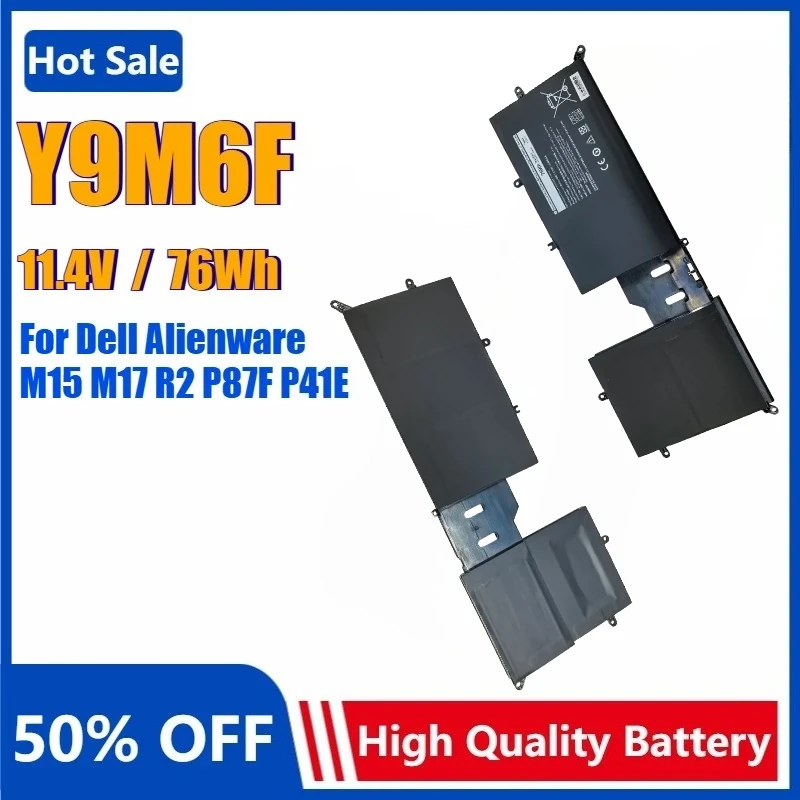 Новый аккумулятор для ноутбука Y9M6F для Dell Alienware M15 M17 R2 P87F P41E YM9KC 08K84Y ALW15M C7XD9 D4958W D4738W R4958W D4505B D4746W