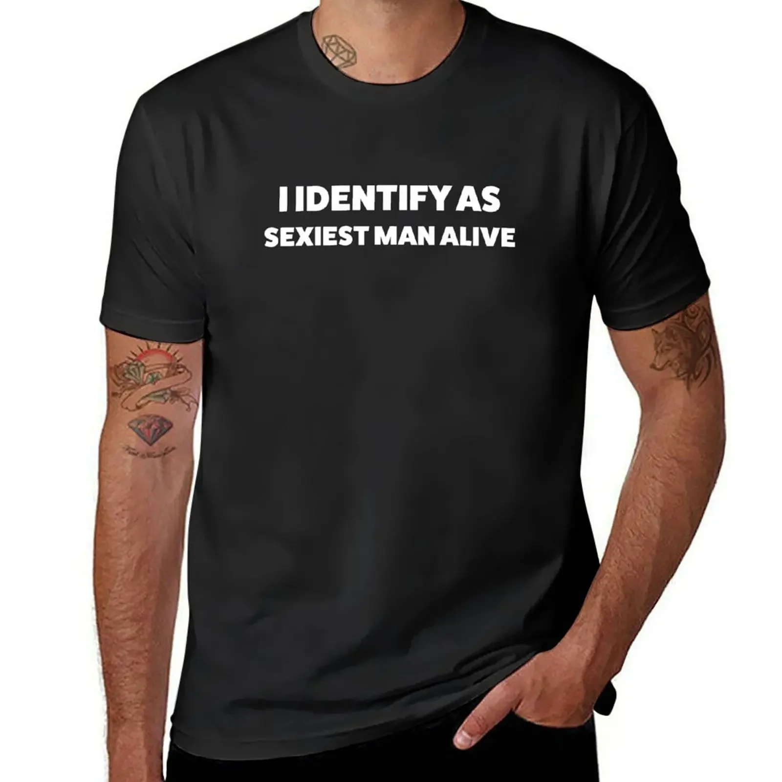 I Identify Sexiest Man Alive - Anti Woke - забавные консервативные республиканские наклейки, футболка, топы, черные футболки для мужчин