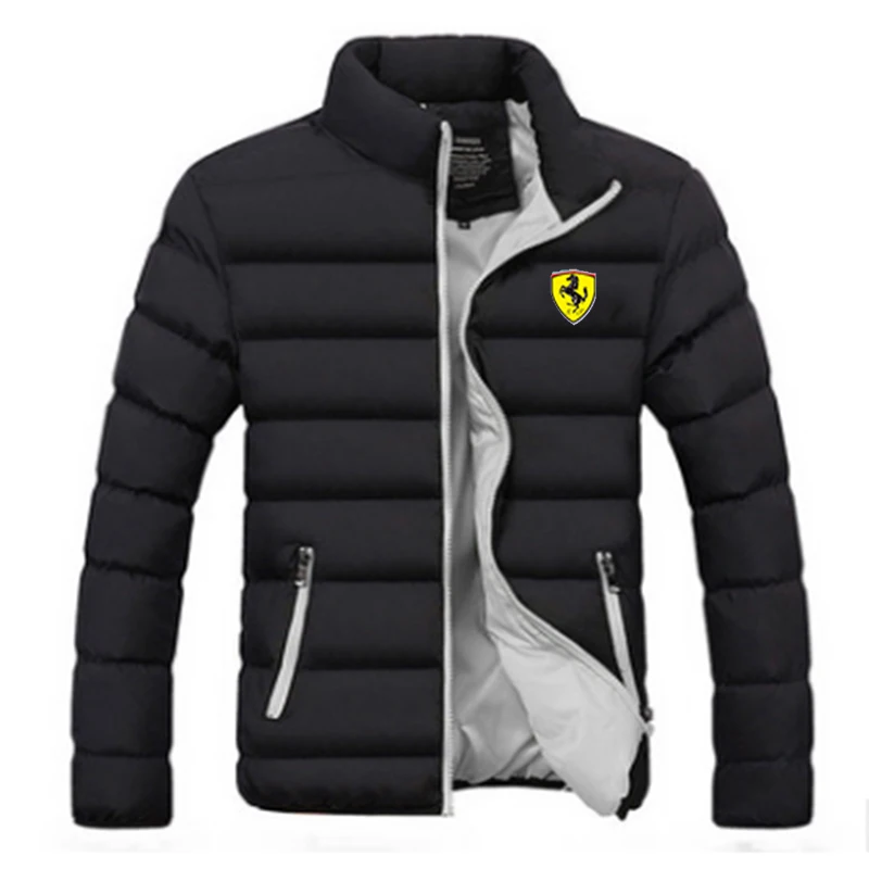 Фото Мужская куртка с принтом Ferrari, хлопковая пуховая куртка, верхняя одежда на молнии с капюшоном, Повседневная мода, осень/зима, модель 2023 №5