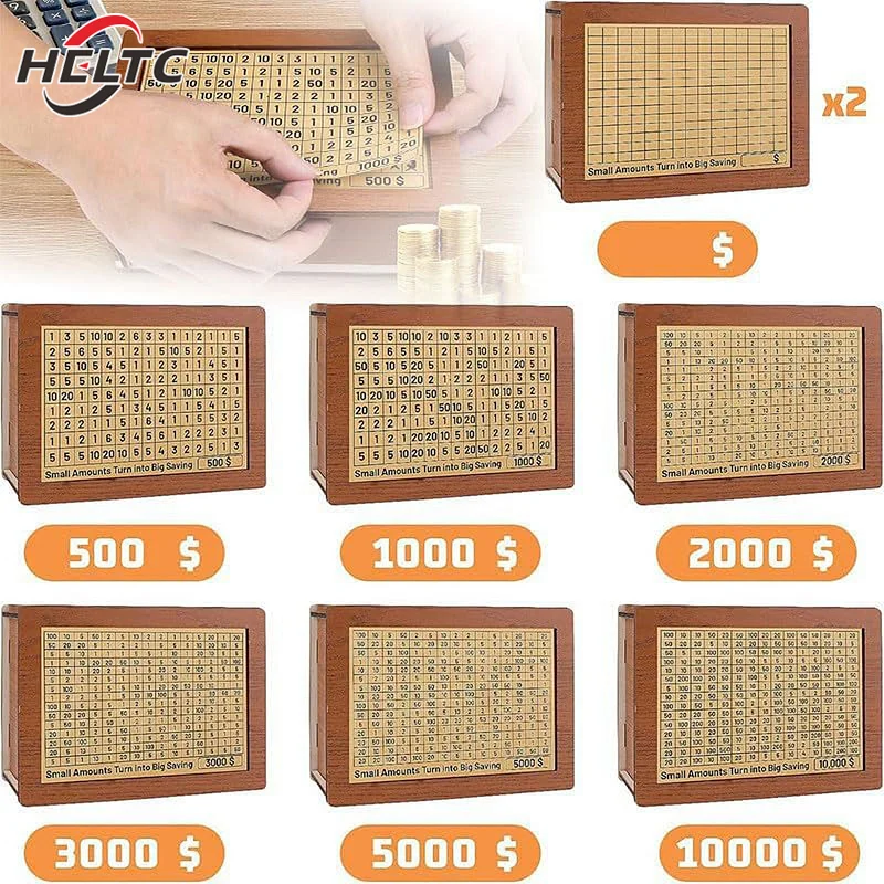 1000/2000/3000/5000/10000 копилка европейского доллара, деревянная копилка, многоразовая копилка с воротами для экономии и коробками с номерами