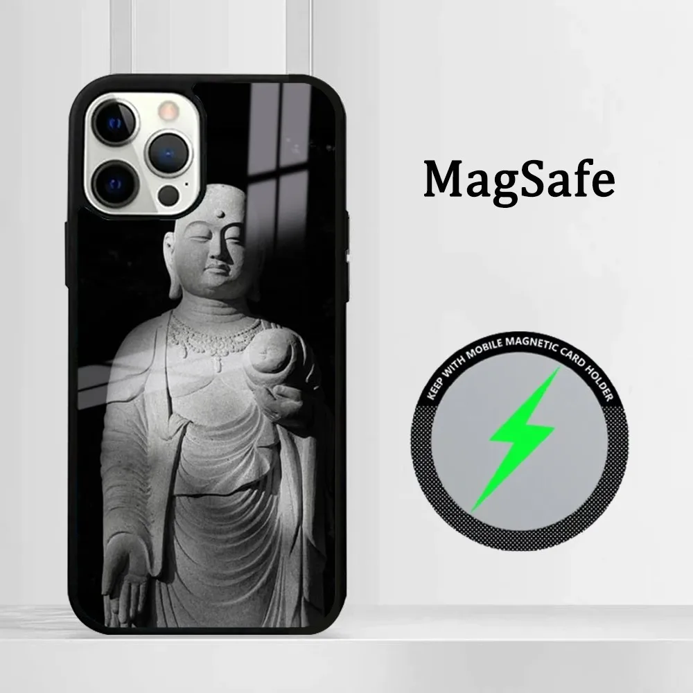 Фото Буддизм Будда Ом Хамса дзен телефон для iPhone16 15 14 13 12 11 Pro Max Plus мини зеркало Магнитный чехол №4
