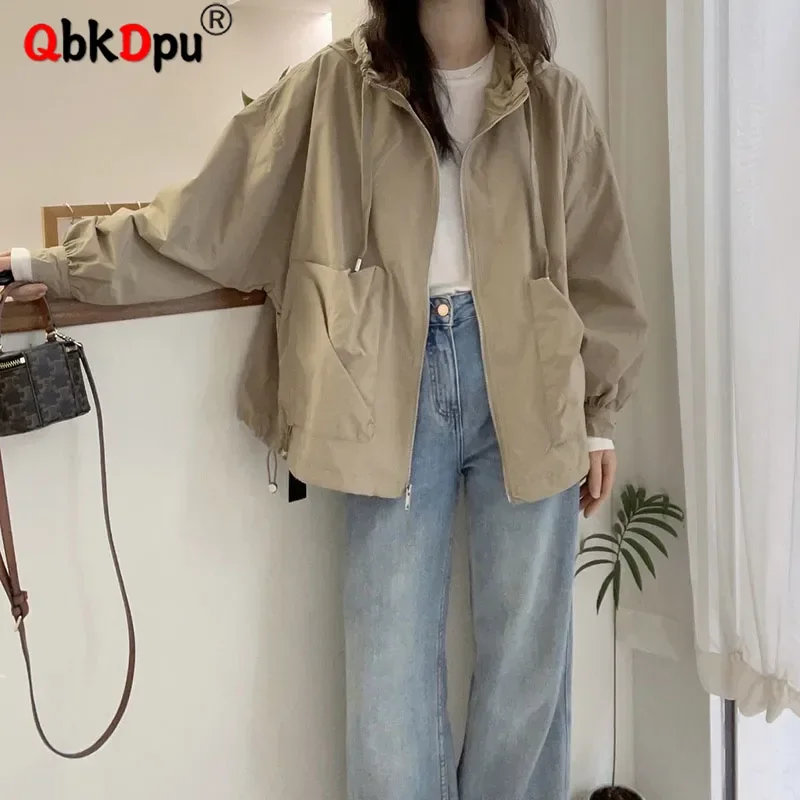 Свободные плащи с капюшоном, верхняя одежда, весна-осень, женские Chaquetas с регулируемой талией, корейские классические куртки Abrigos New Gabardina