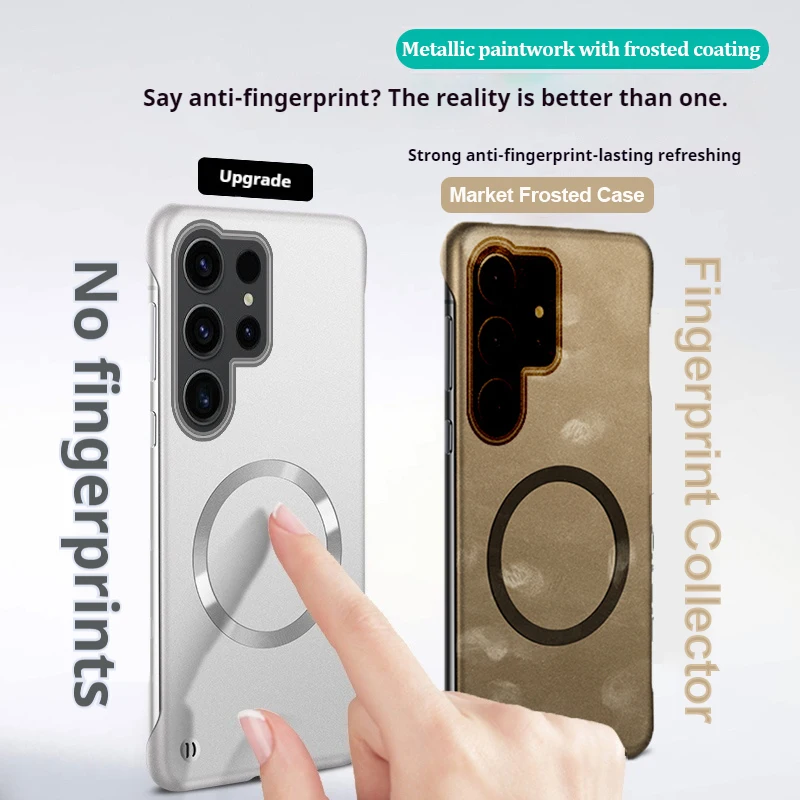 Фото Тонкая металлическая краска для Magsafe, магнитный чехол для Samsung Galaxy S25Ultra S25 S24 S23 S22 Plus, ультра-бесграничный охлаждающий чехол №4