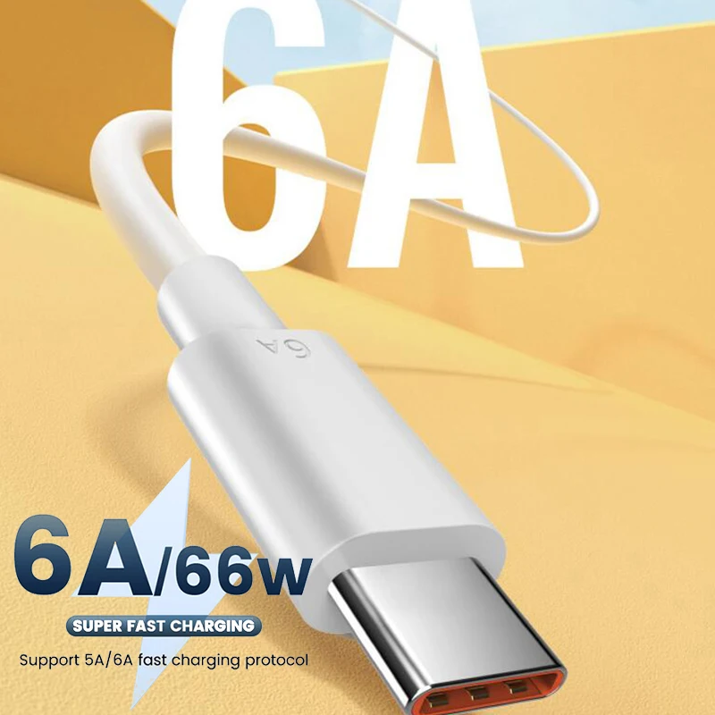 Кабель Usb Type-C 6A для Xiaomi 12/12 Pro 11 6X Samsung S9 S8 66 Вт, Сверхбыстрая Зарядка для Huawei P50/P40, кабель Usb Type-C