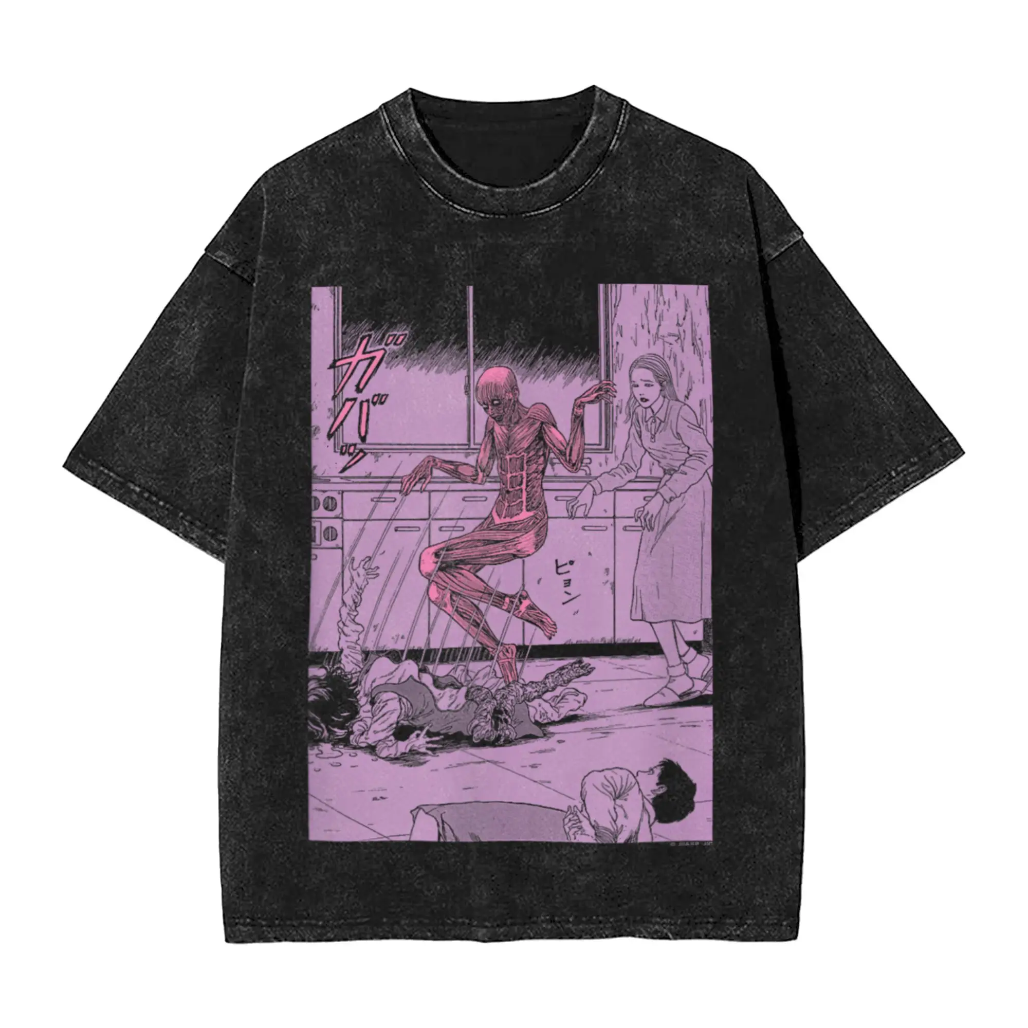 Новинка Junji Ito Jumping Out Of Skin, мужские футболки с круглым вырезом, 100% хлопок, стираная футболка с короткими рукавами, одежда больших размеров