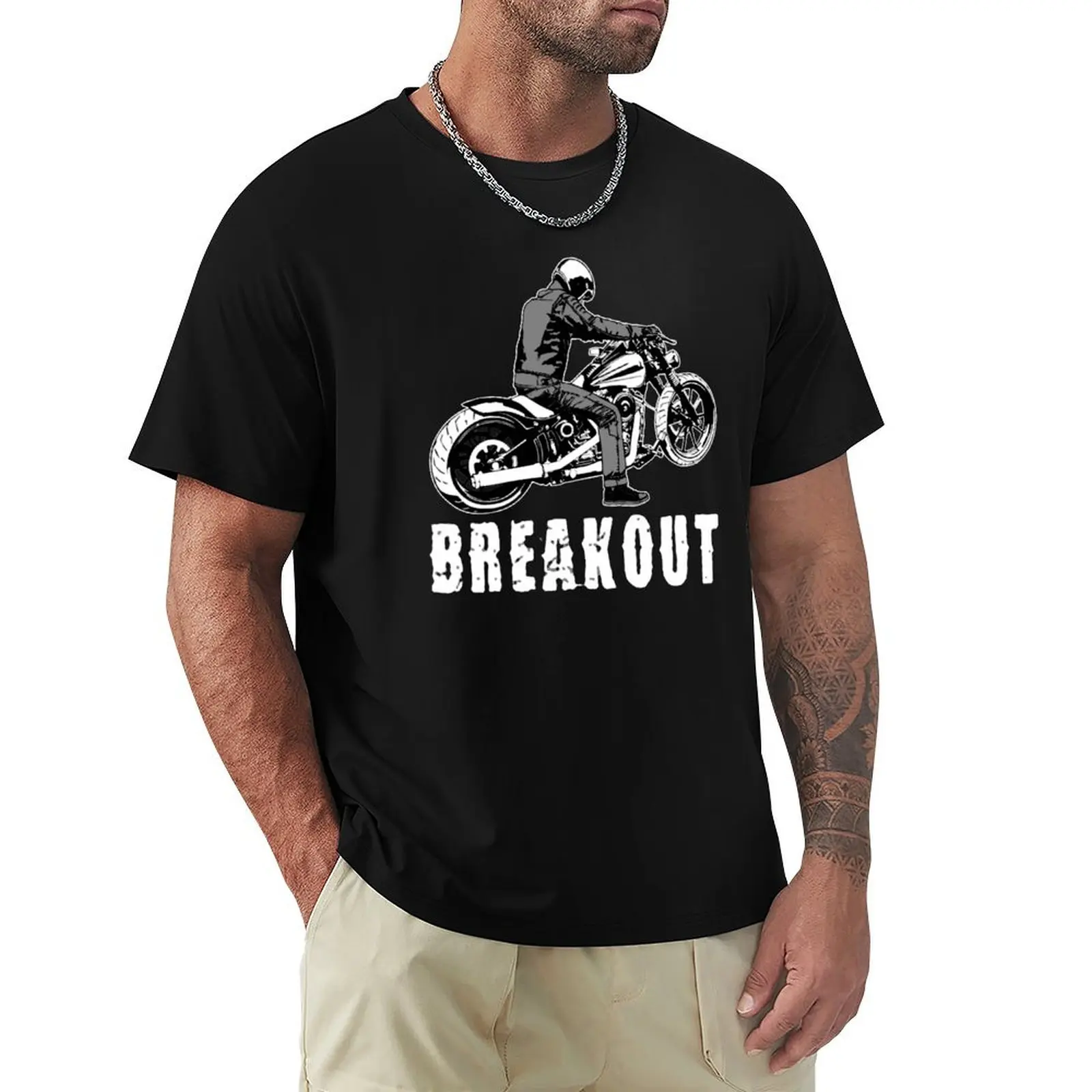 Breakout - Softail - прошитый вид - мотоциклетная байкерская футболка-чоппер на заказ, одежда, большие и высокие футболки для мужчин