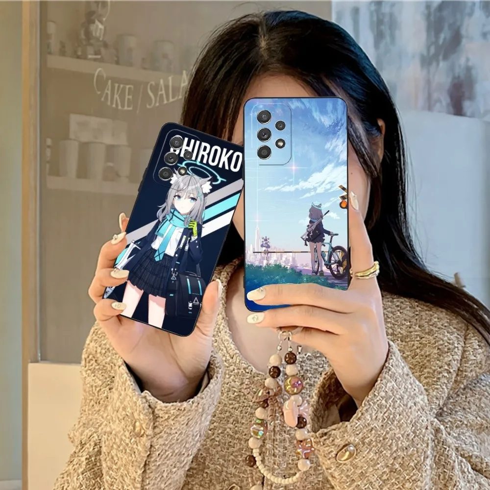 Чехол для мобильного телефона Blue Archive Shiroko для Samsung Galaxy A91 70 54 53 52 34 24 21 Note 20 10 M54 Plus Ultra 5G Black Cover Funda