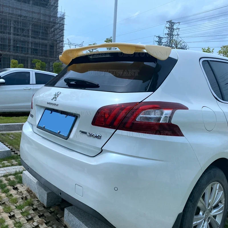 Высококачественный спойлер из АБС-пластика для Peugeot 308 2014-2018, спойлер из углеродного волокна, вид на крышу хэтчбека, комплект аксессуаров для корпуса заднего крыла