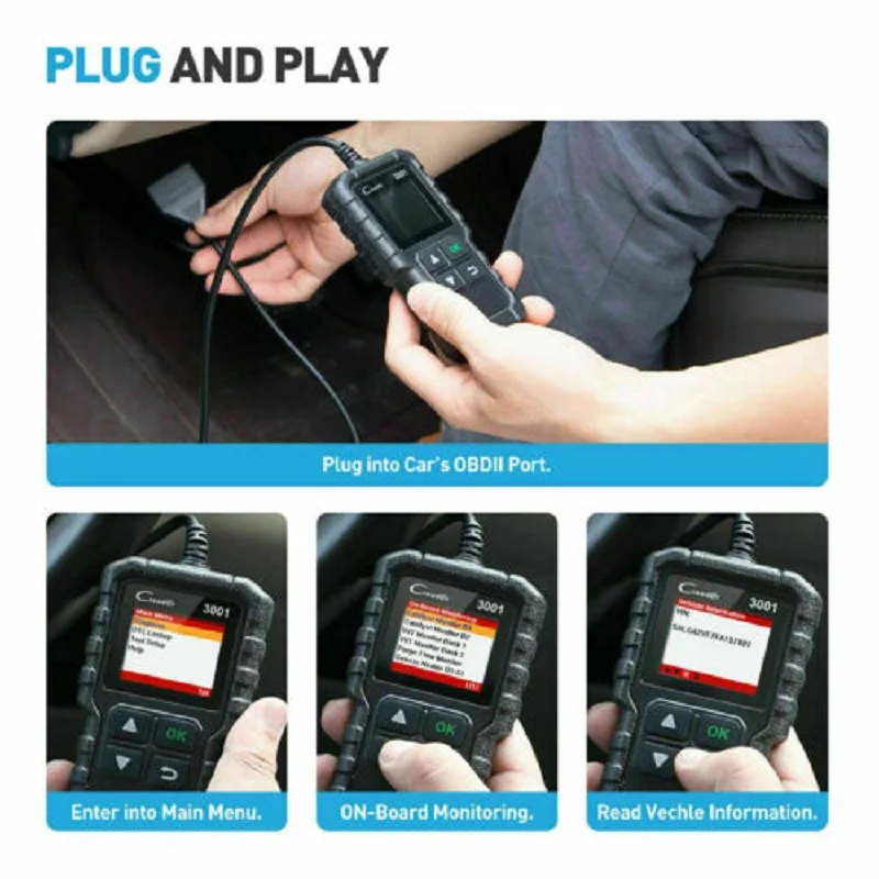 Фото Оригинальный сканер кодов Creader 3001 OBDII / EOBD диагностический инструмент O2 Датчик №3