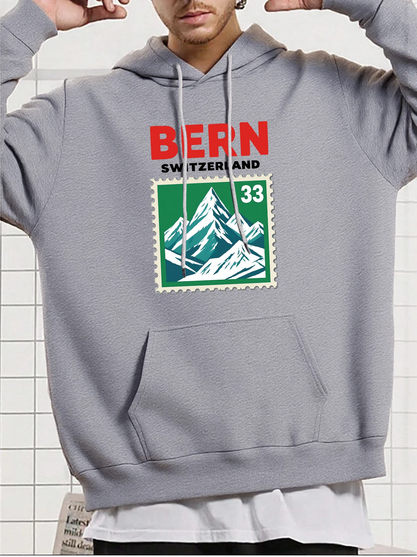 Bern Switzerland Pattern Men Hoodie Hip Hop Pocket Casual Hoodies Autumn All-Match Clothes Fleece Fashion Hoody Loose Soft Coat