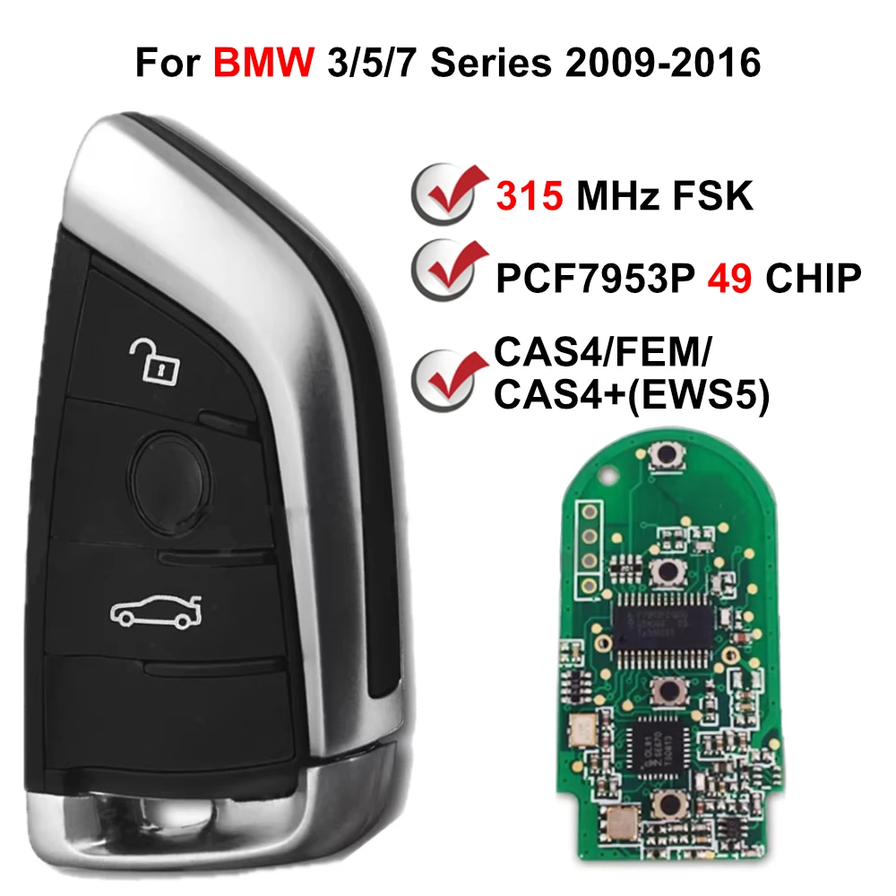 315 МГц FSK PCF7953P BMW 9337244 -01 Смарт-ключ для BMW 3/5/7 серии 2009-2016 гг.