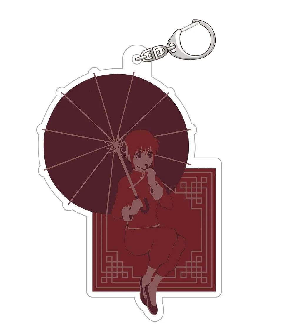 Фото Периферийный магазин аниме Gin Tama Kagura & Vinegar Konbu Gin-san & Bike, акриловый брелок, подвеска, украшение для фанатов, подарки около 6 см №3