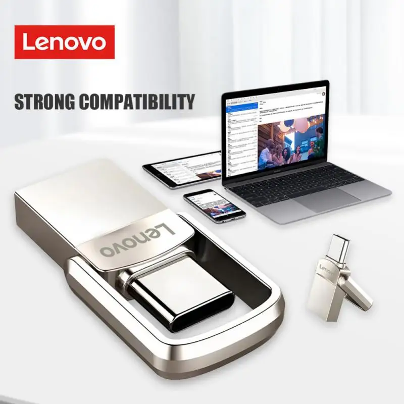 Фото Оригинальный флэш-накопитель Lenovo USB 3,0, высокоскоростной Флэш-накопитель, 1 ТБ, металлический водонепроницаемый USB-накопитель Type-C для устройств хранения компьютеров №3