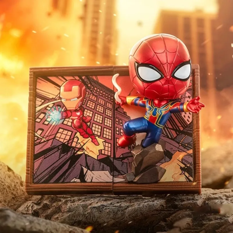 Фото 11 см фоторамка Marvel слепая коробка Железный человек и Человек-паук мини-фигурка набор аниме Коллекционная игрушка-сюрприз идеальный декор для стола подарок №2