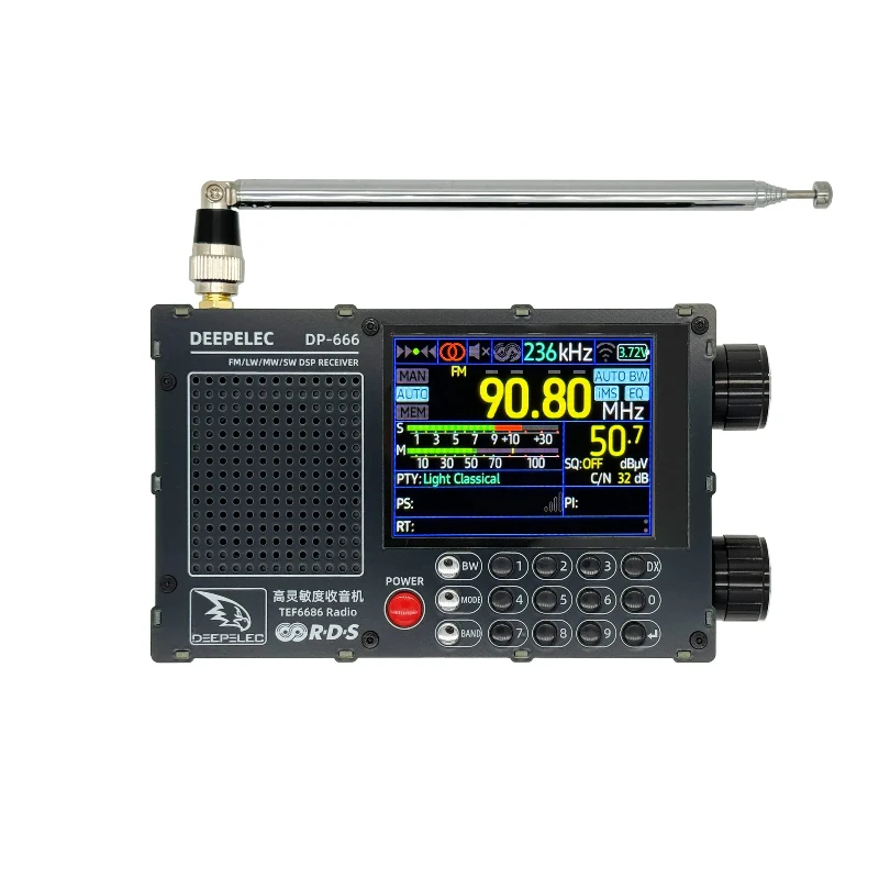 DP-666 TEF6686 Радио Высокочувствительный полнодиапазонный FM AM LW MW SW Коротковолновый ESP32 RDS 2,8-дюймовый IPS ЖК-дисплей DEEPELEC