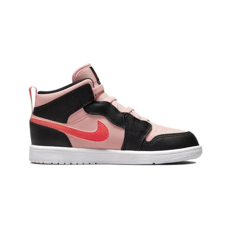 Фото Кроссовки Nike Air Jordan 1 Mid, черные, розовые, темно-красные №5