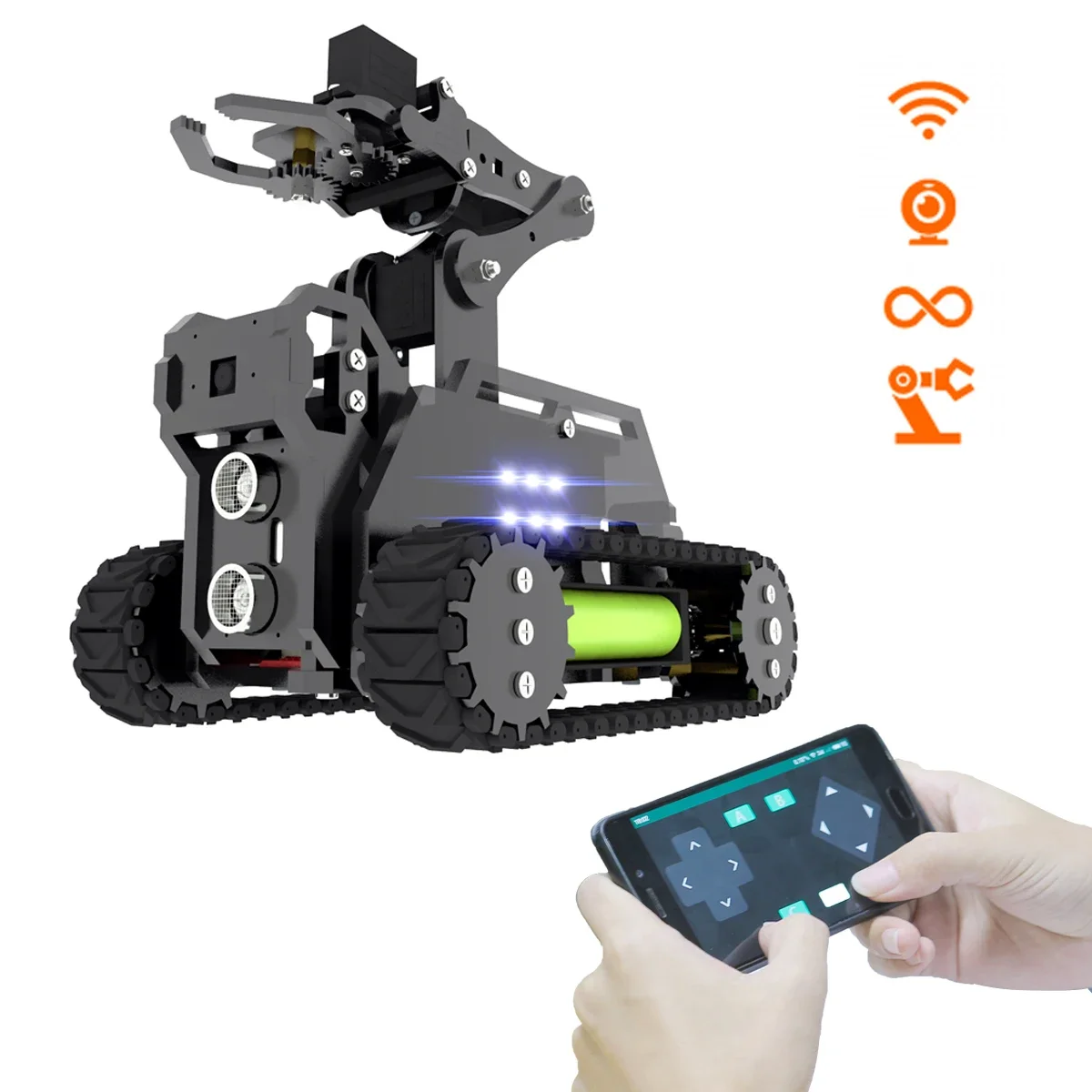 Автомобильный комплект RaspTank WiFi Wireless Smart Robot для Raspberry Pi, гусеничный робот на танке с роботизированной рукояткой с 4DOF, отслеживанием целей OpenCV