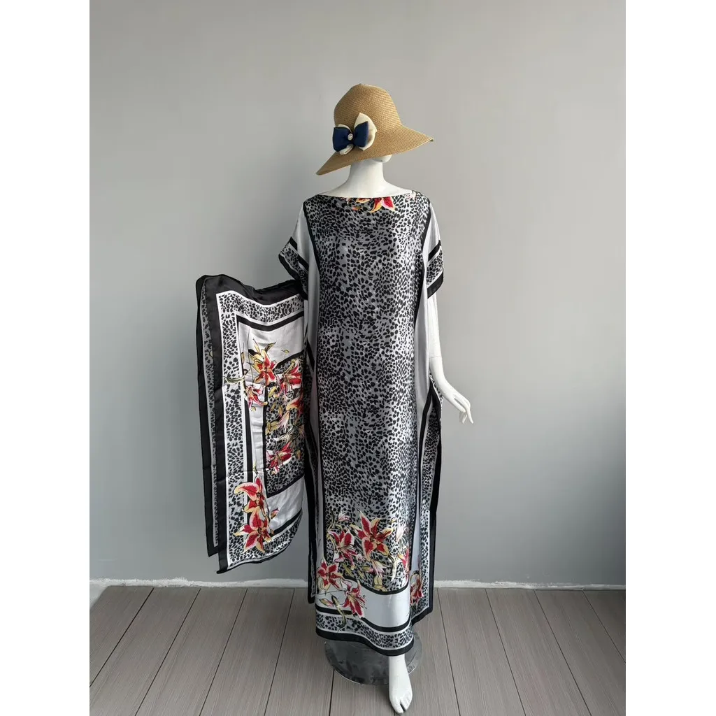 Фото Новый кафтан Baju больших размеров, женская модная шаль, легкая роскошная элегантная свободная универсальная платье с открытыми плечами №2