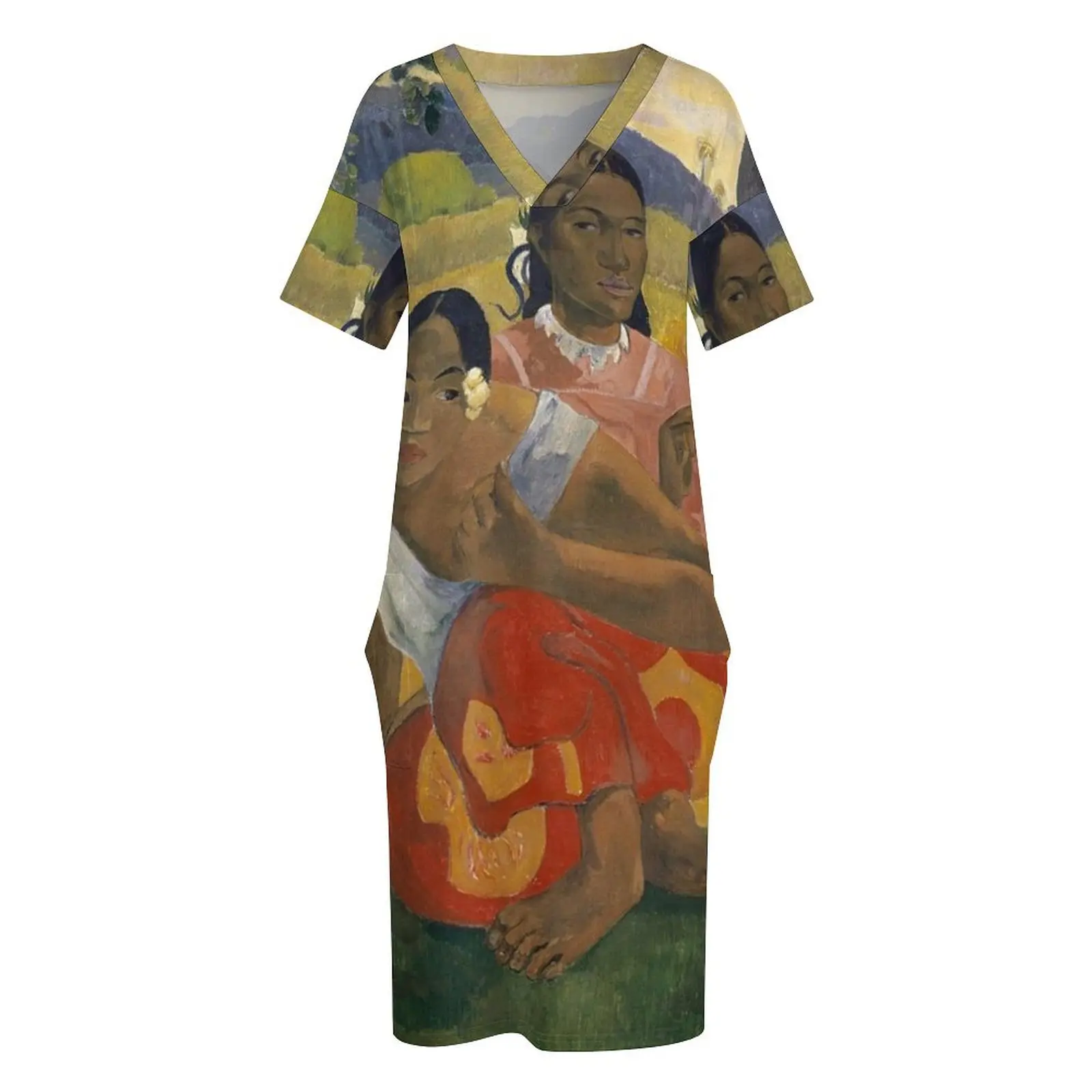 Фото Paul Gauguin - Nafea Faa Ipoipo (Что вам нужно?) Свободное платье с карманами, роскошное вечернее платье для женщин на свадьбу №3