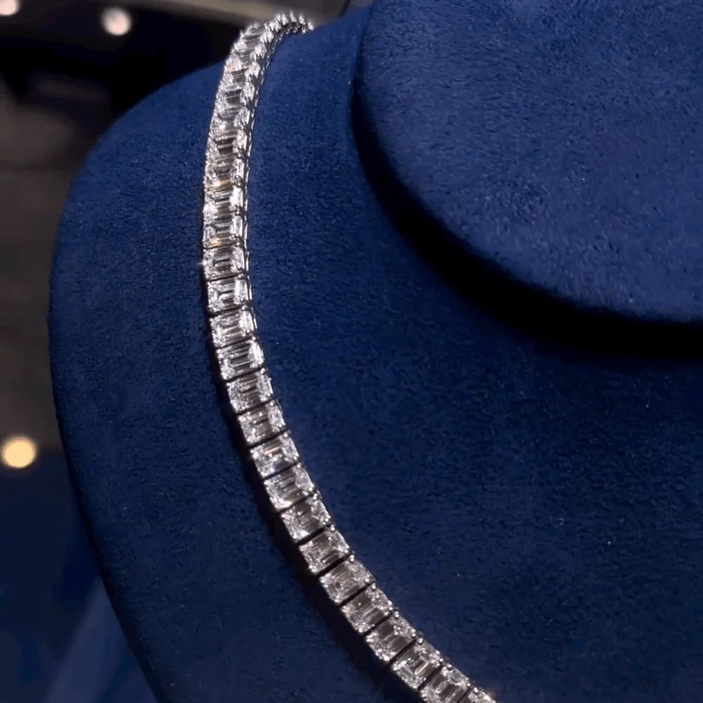 Фото Iced Out из стерлингового серебра 925 пробы по индивидуальному заказу на 50, изумрудный бриллиант с белыми бриллиантами, унисекс, цепочка в стиле хип-хоп №3