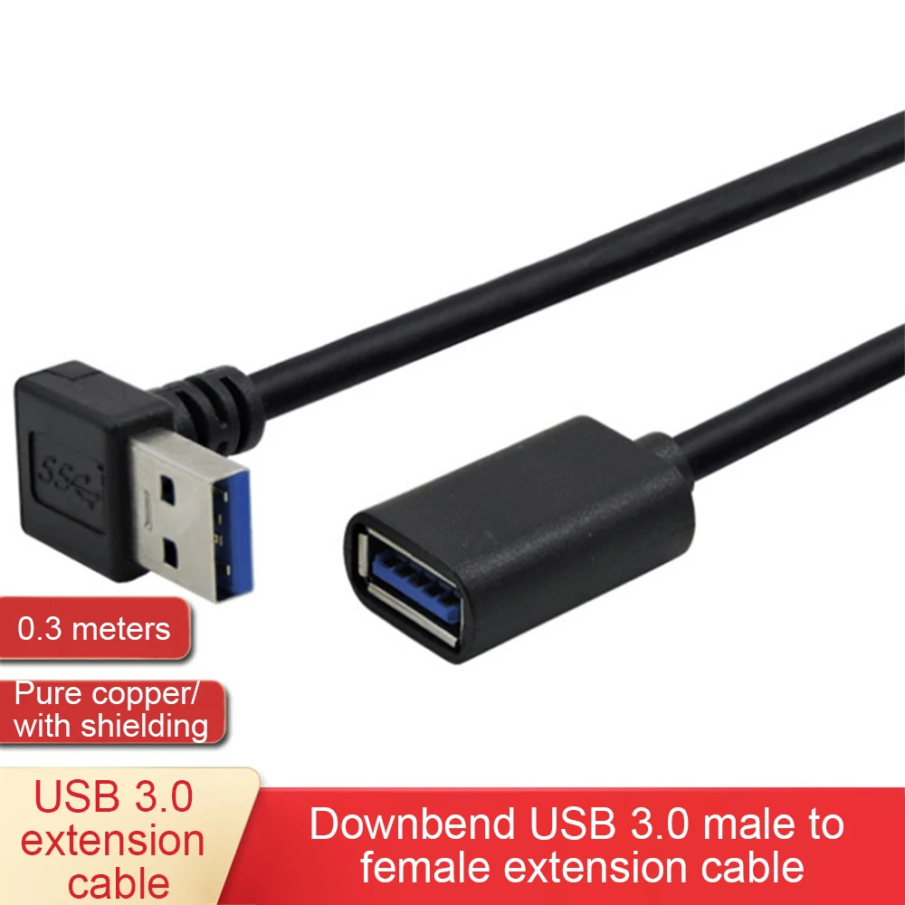Удлинительный Кабель USB 3,0 штекер-гнездо под прямым углом 90 градусов адаптер USB вверхвнизвлевовправо кабель USB 0,2 м (art.: 3920c6851f15b) - 3920c6851f15b