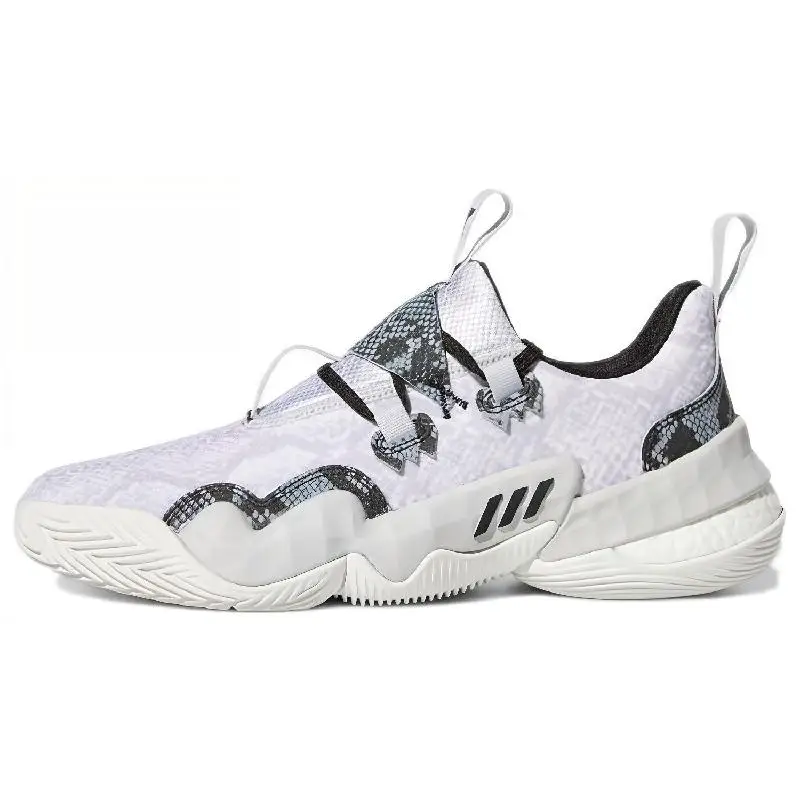 Кроссовки adidas Trae Young 1, светлые однотонные серые из змеиной кожи H67753