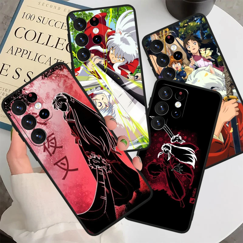 Аниме Inuyasha Cute для Samsung S24 S23 S22 S21 S20 FE S10e S10 S9 Ultra Plus, мягкий силиконовый черный чехол для телефона