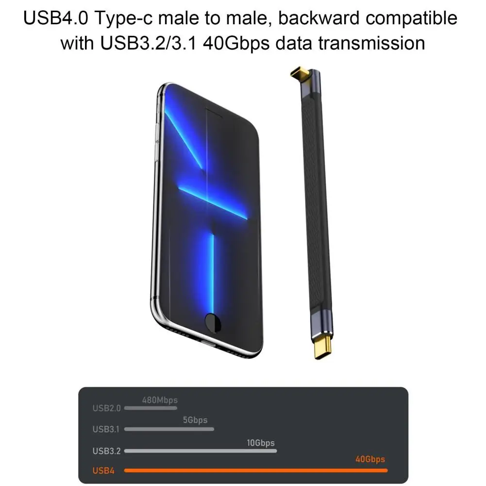 Фото Кабель USB 240 FPC PD, 4,0 Вт, 15 см, USB C на USB C, 5 А, быстрая зарядка, 40 Гбит/с, передача данных, 8K, 60 Гц, Thunderbolt 3/4 для ноутбука №3