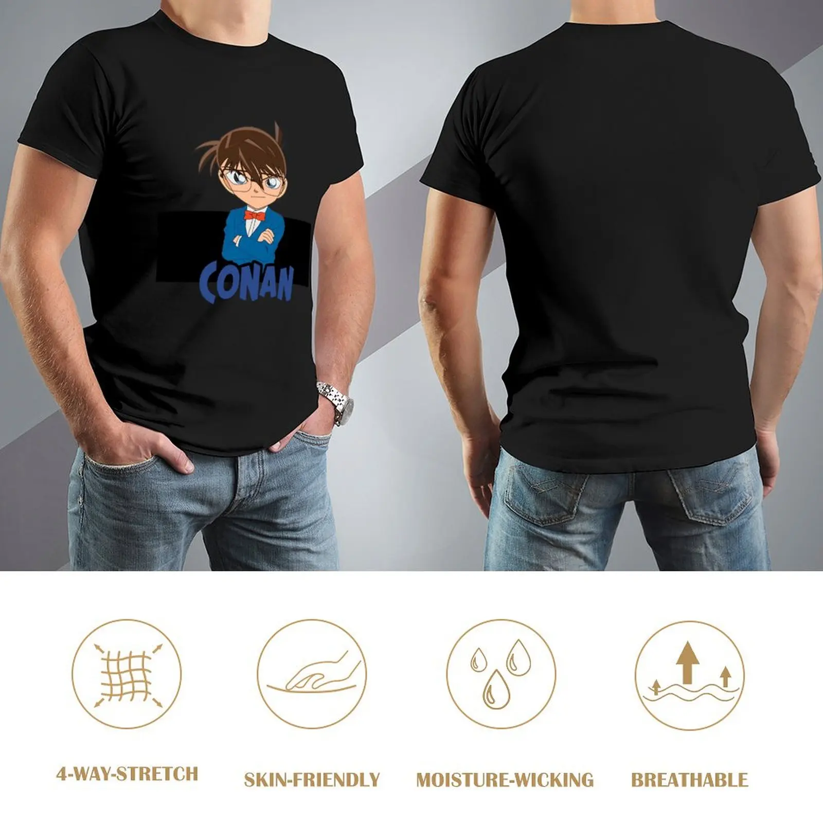 Фото Detektiv Conan Be разум Wee -Conan und Shinichi! Футболка с наклейками, рубашки с рисунком, забавная рубашка, хлопковая футболка с графикой, мужская футболка №4