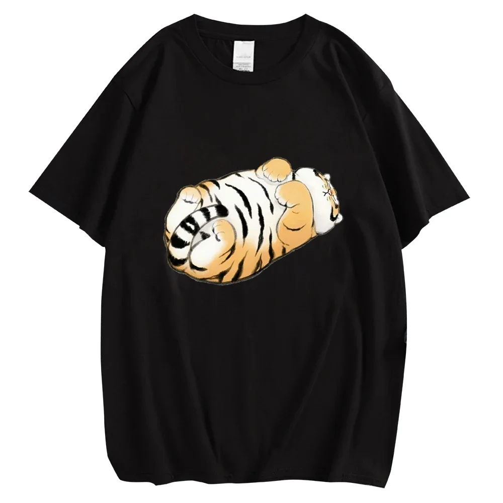 Фото 2025 новая модель Футболки Fat Tiger Летние хлопковые топы с короткими рукавами Хип-хоп Футболки Модная футболка с принтом животных на груди Мужчины Для женщин Cl №4