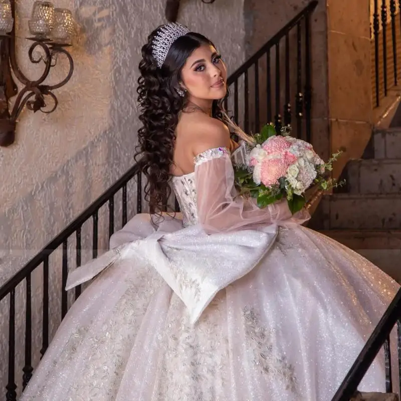 Фото Роскошное белое платье Quinceanera, милое платье принцессы для дня рождения 15, 16 лет, длинная пышная юбка, торжественное представление, индивидуальный заказ 2 №3