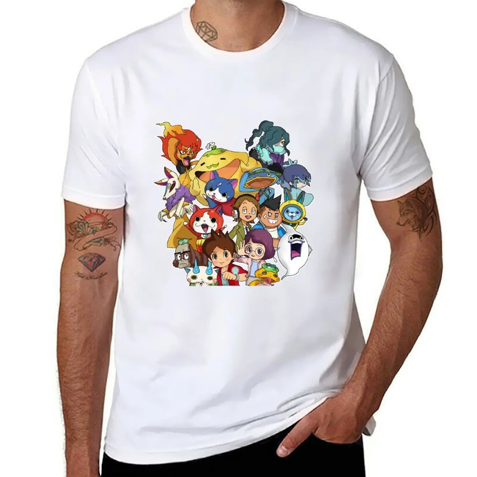 Наклейки на часы Yo-Kai, футболка Yokai Watch, мужская футболка, хлопковые футболки из 100% хлопка для мужчин, графические автомобили
