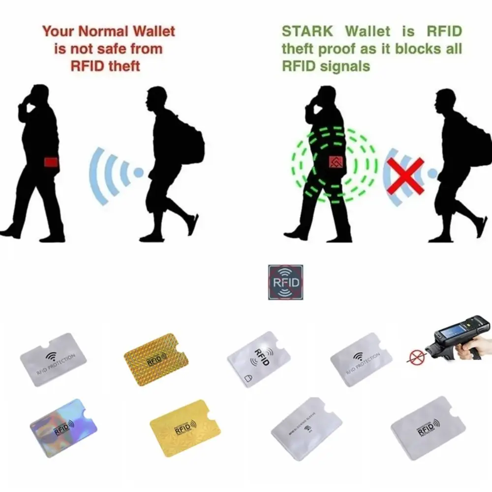 10 шт., блокирующий NFC, анти RFID-держатель для карт, замок для чтения, алюминиевая фольга, чехол с блокировкой NFC, серебристый корейский стиль, коробка для удостоверений личности, дорожная коробка Кошельки и визитницы