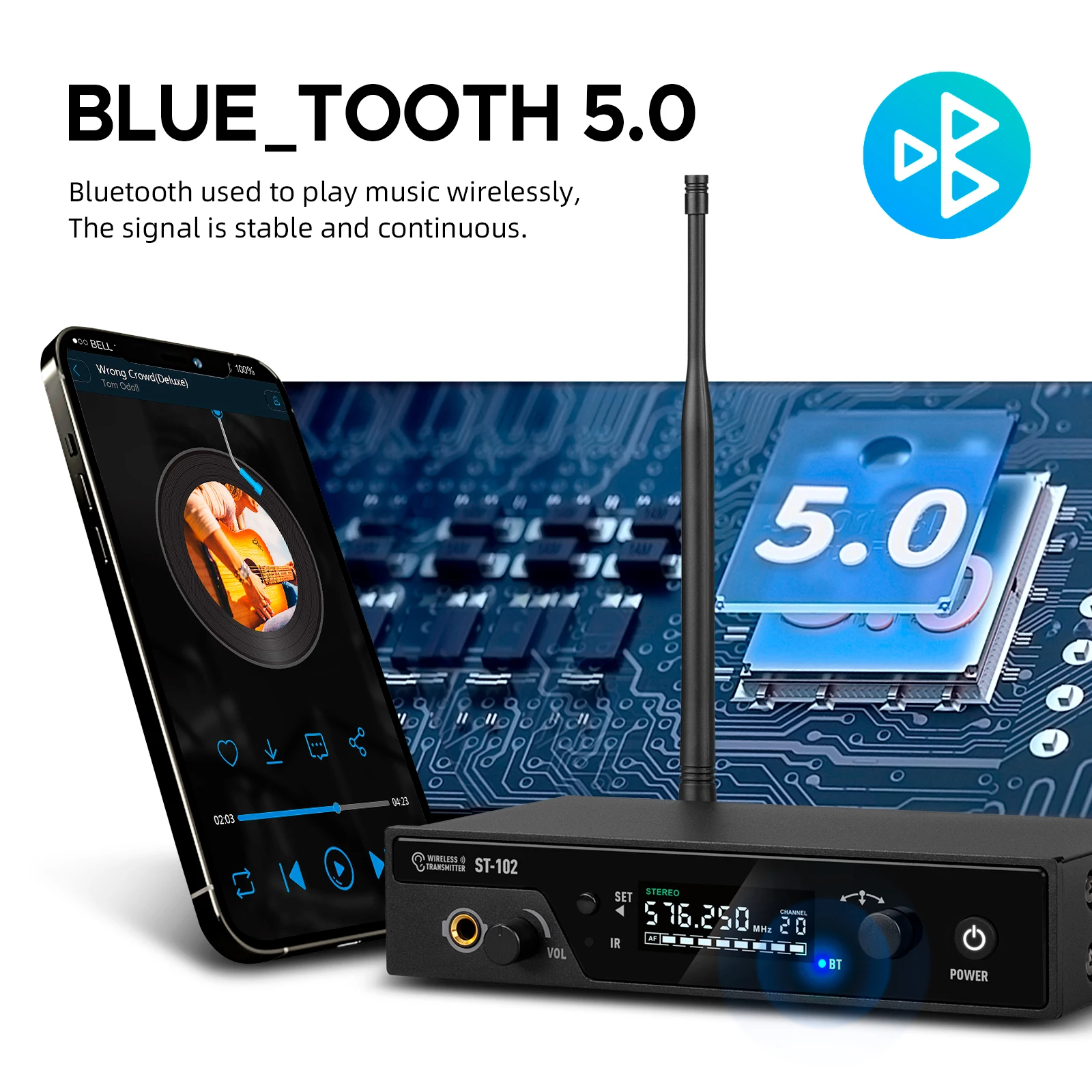 Фото Debra ST-102 Стерео беспроводная система внутриканального монитора с Bluetooth 5.0 UHF для расстояния 80-300 м для прибора записи театра №2