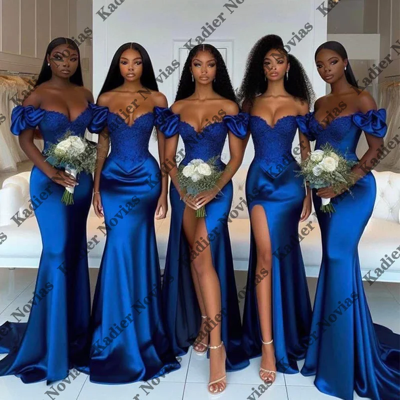 Длинные синие платья подружки невесты Vestidos Boda Invitada по индивидуальному заказу, вечернее платье для свадебной вечеринки