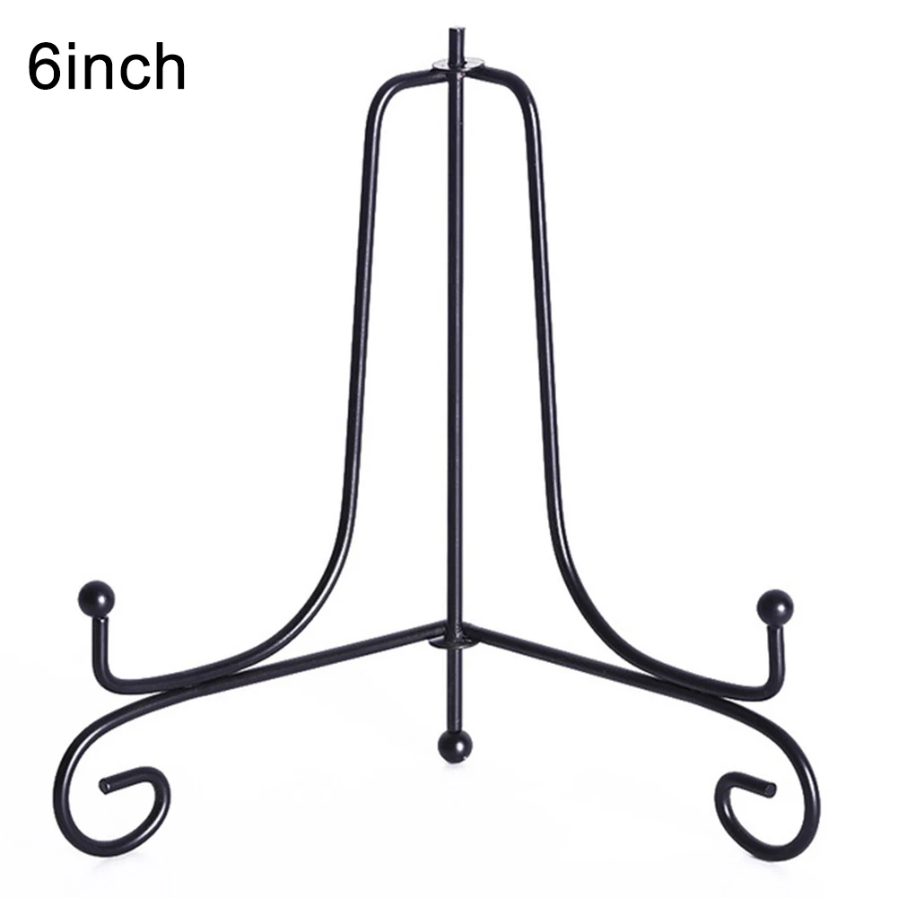 Фото Plate Holder Iron Bracket Classic Display 4/6/8/10/12inch Art Picture Black Iron Easel Photo Frame Home Kitchen Brand New №2