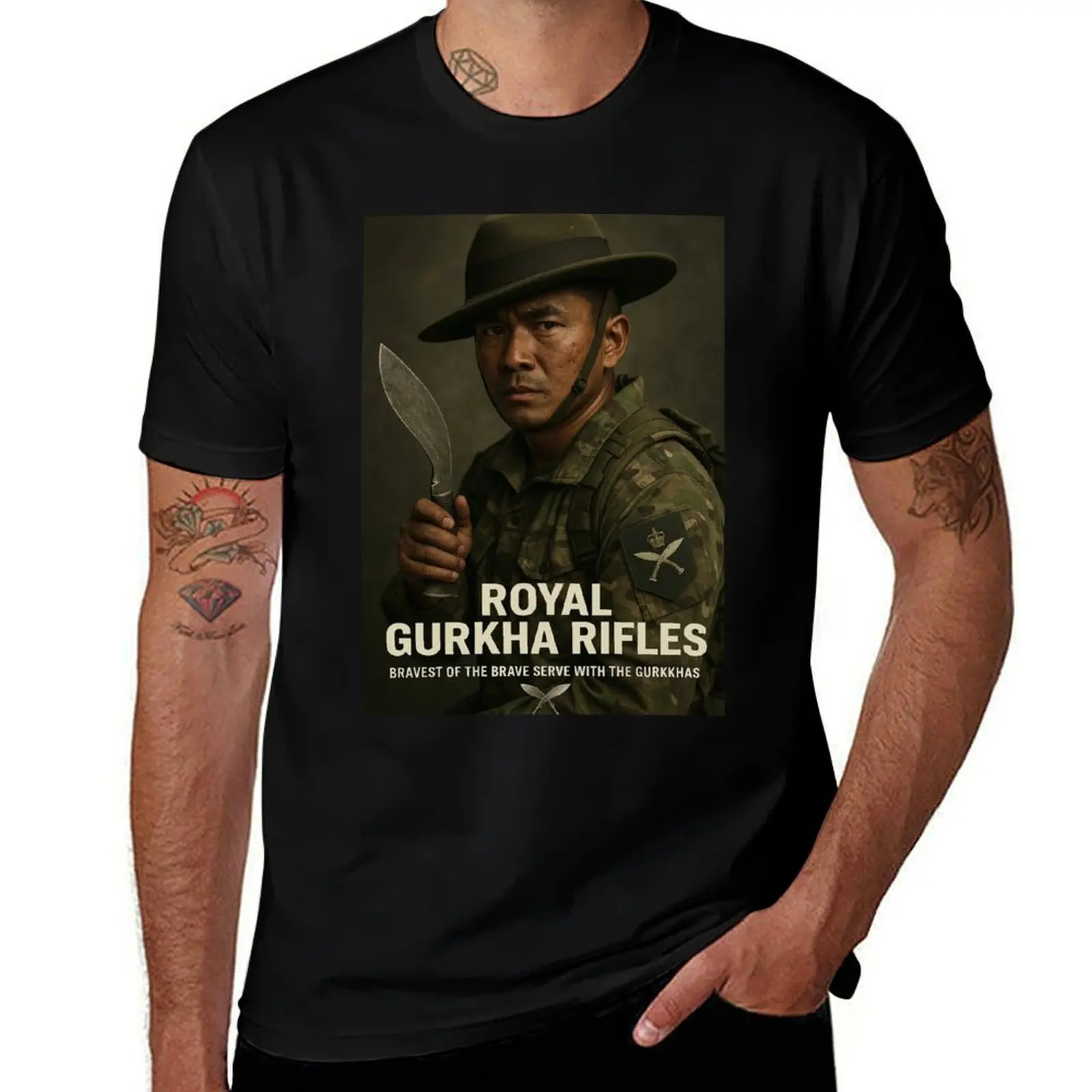 Футболка Royal Gurkha Rifles, футболка с рисунком, простые футболки, футбольная футболка, мужские футболки с рисунком, забавные
