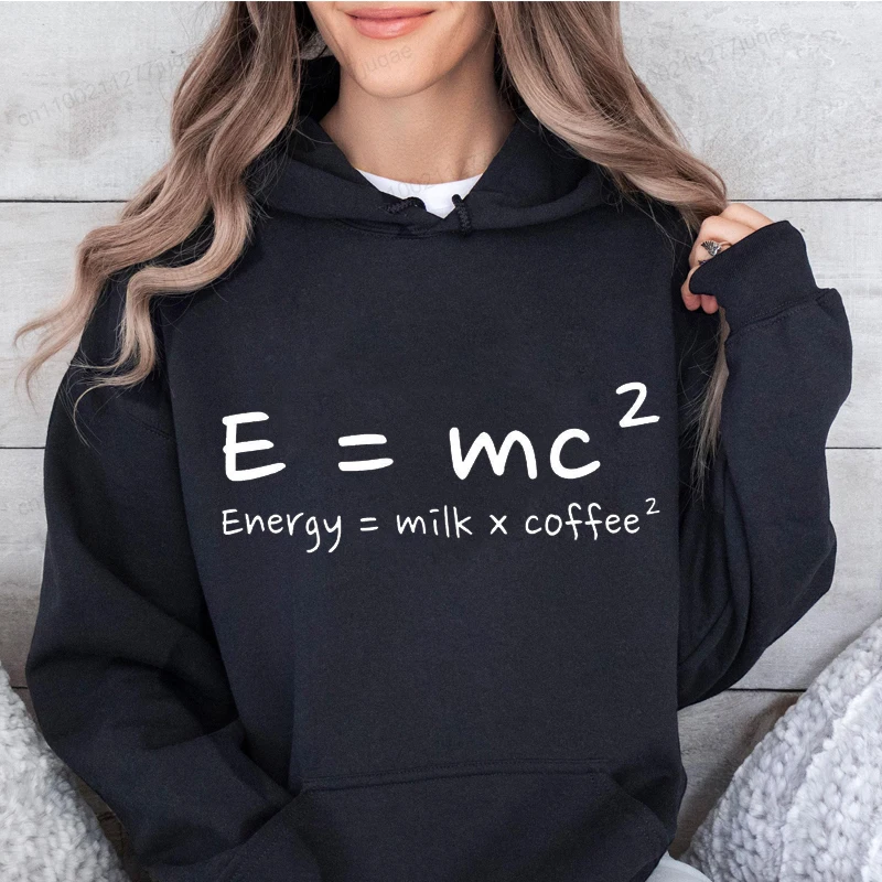 Фото Energy Equals Milk Times квадратный кофейный принт женские толстовки с капюшоном теплая флисовая толстовка с капюшоном мягкая толстовка уличный повседневный пуловер одежда №2