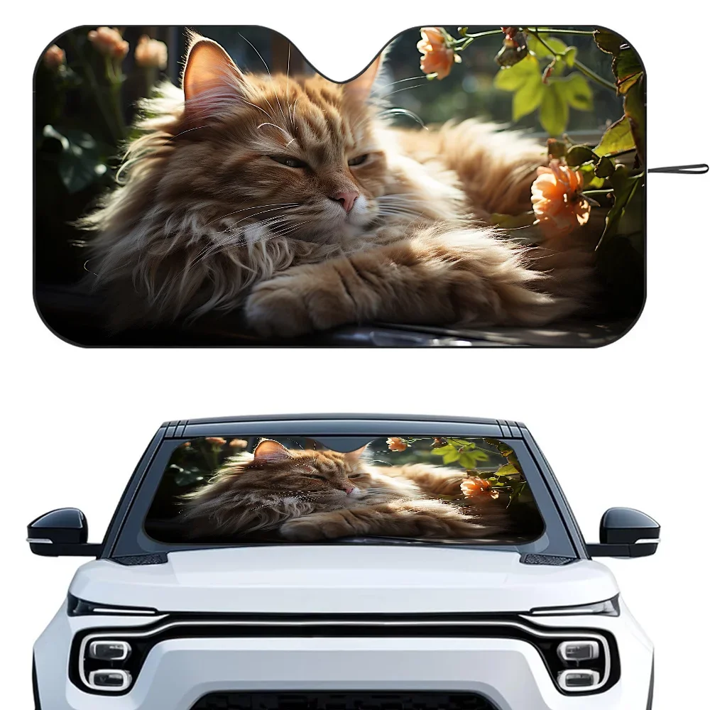Maine Coon Cat Car SunSha теплоизоляционная алюминиевая пленка лобовое стекло солнцезащитные козырьки УФ-лучи блоки автомобильный солнцезащитный козырек
