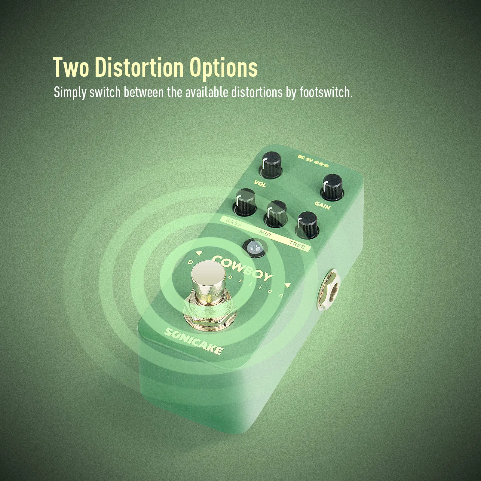 Фото Педаль эффектов для гитары Sonicake Cowboy Distortion с высоким коэффициентом усиления, два режима, средняя частота нормального искажения QSS-25 №5